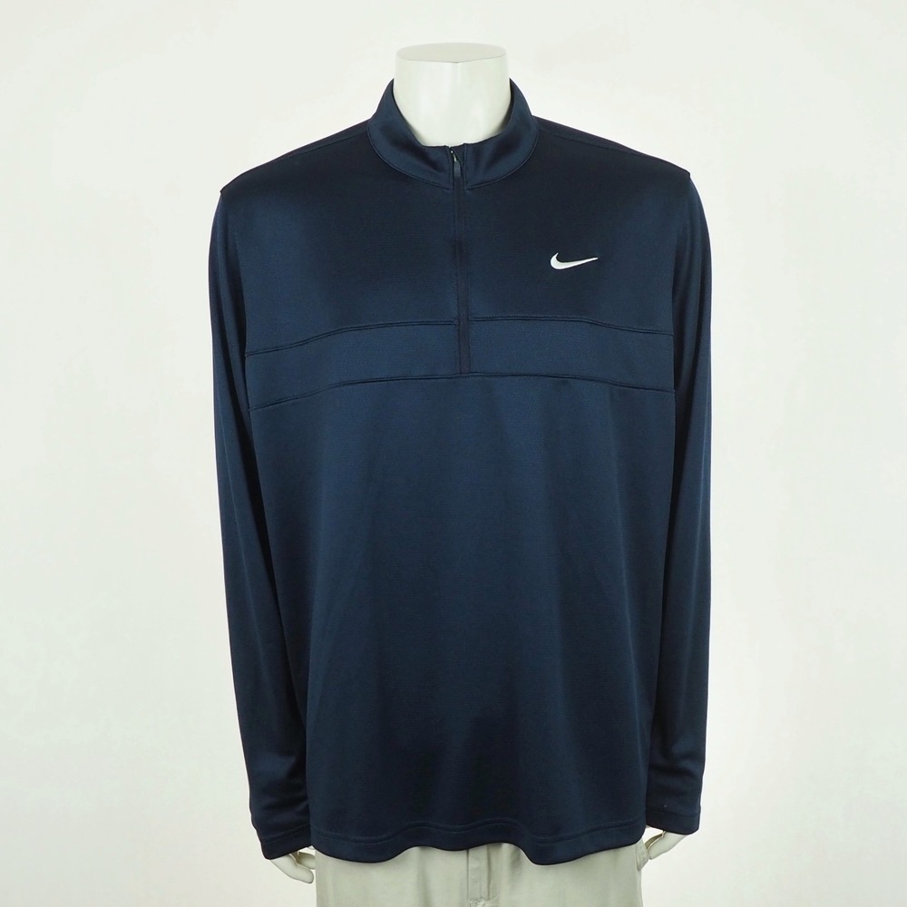 Nike Golf Essential Pullover Shirt Mens 2XL XXL Navy Blue Dri-Fit 1/2-Zip Mock